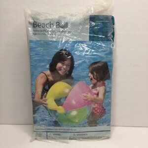 Beach Ball 24 Inch Inflatable Pink White Green Vinyl Summer Fun Pool Beach Play